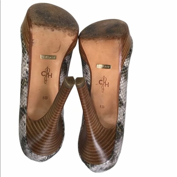 Cole Haan Heels Peep Toe Pumps Snakeskin Size 8 - Picture 7 of 8